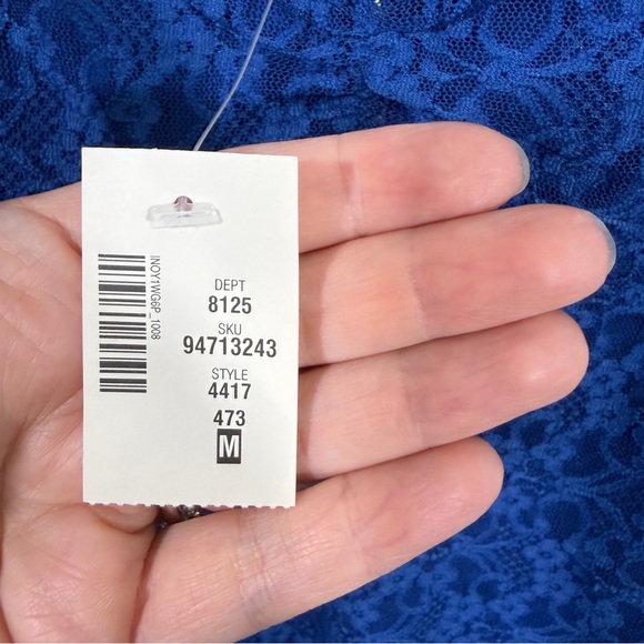 Aeropostale Solid V-Neck Lace Cami Dress Blue Slip Dress Y2K 90s Ruffle Hem - Picture 12 of 12